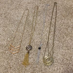 Set of four long necklaces
